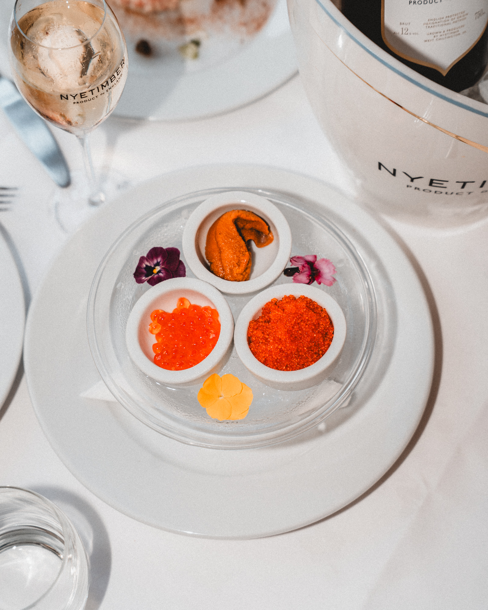 Sea urchin, salmon ikura and flying fish tobiko